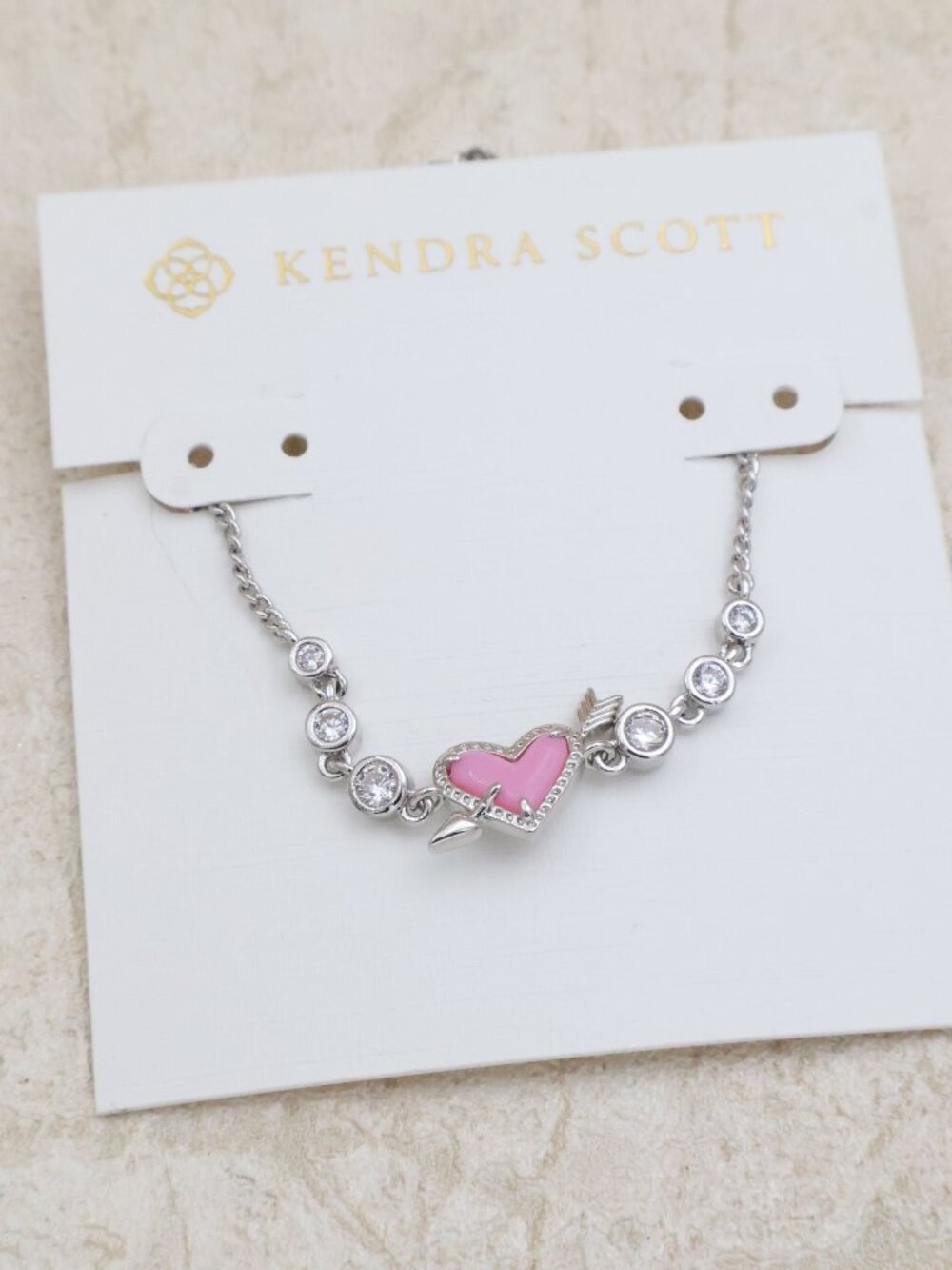 Kendra Scott Ari Heart Arrow Silver Tennis Bracelet